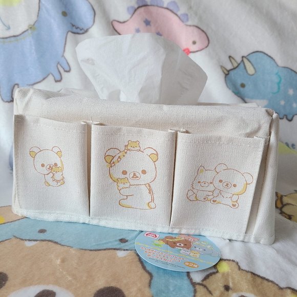 Rilakkuma - Tanpopo and Futago Hamster - Six Pockets Tissue Box Cover (Brown) - Picture 1 of 2